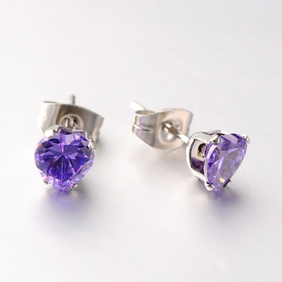 304 Stainless Steel Pave Cubic Zirconia Ear Studs Heart Stainless Steel Color MediumSlateBlue 8x8x5mm Pin 07mm
304 Stainless Steel Pave Cubic Zirconia Ear Studs Heart Stainless Steel Color MediumSlateBlue 8x8x5mm Pin 07mm