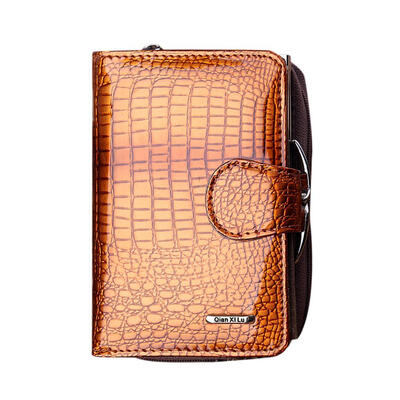 Patent Leather Short Wallet Women Purse Alligator Pattern Card Bags Clutch