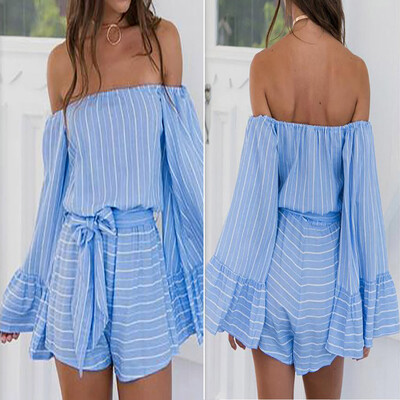 Starmoon Fashion Womens Summer Sexy Stripe Print Casual Long Sleeve Strapless Jumpsuits
Starmoon Fashion Womens Summer Sexy Stripe Print Casual Long Sleeve Strapless Jumpsuits