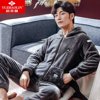 Yu Zhaolin YUZHAOLIN pajamas mens autumn&winter flannel hooded long-sleeved cardigan zipper plus velvet thickening home service suit mens zipper set - light gray XL
Yu Zhaolin YUZHAOLIN pajamas mens autumn&winter flannel hooded long-sleeved cardigan zipper plus velvet thickening home service suit mens zipper set - light gray XL