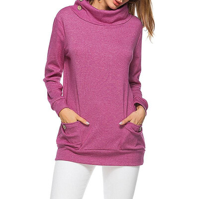 Women Sweatshirt Pure Color Cowl Neck Turtle Neck Long Sleeve Buttons Pockets Loose Casual Tops
Women Sweatshirt Pure Color Cowl Neck Turtle Neck Long Sleeve Buttons Pockets Loose Casual Tops