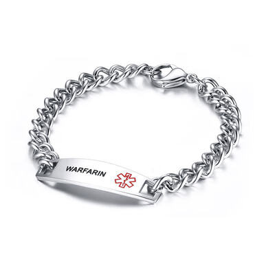 Diabetes Warfarin Blood Thinner Epilepsy Bracelet Stainless Steel Health Alert Bracelet Chain
Diabetes Warfarin Blood Thinner Epilepsy Bracelet Stainless Steel Health Alert Bracelet Chain
