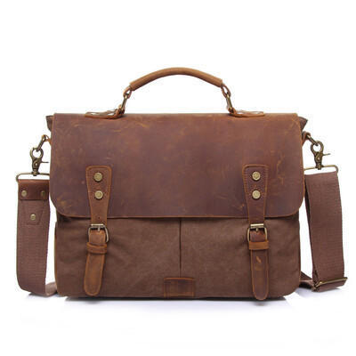 Tailored Retro Canvas with the first layer of leather men shoulder bag hand briefcase
Tailored Retro Canvas with the first layer of leather men shoulder bag hand briefcase