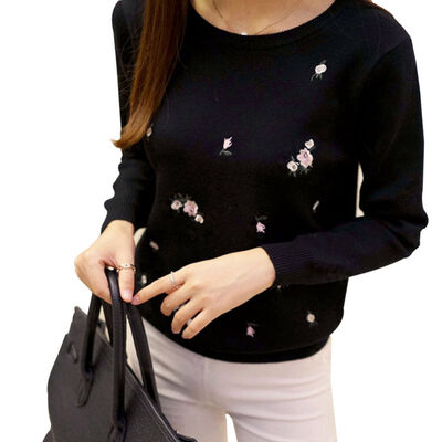 Autumn Winter Women Fashion Slim Plum Embroidery Round neck Bottoming Sweater Long-sleeved Pullover
Autumn Winter Women Fashion Slim Plum Embroidery Round neck Bottoming Sweater Long-sleeved Pullover