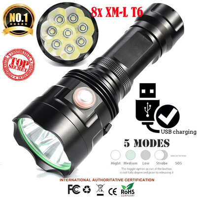 Saidsome 8x XM- T6 LED Flashlight 5 Modes 2665018650 Camping Torch Lamp Light flashlight lamp
Saidsome 8x XM- T6 LED Flashlight 5 Modes 2665018650 Camping Torch Lamp Light flashlight lamp