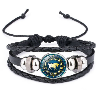 Bracelets Womens Mens 12 Constellations Vintage Alloy Time Stone Zodiac Signs Beaded Pu Woven Leather Fashion Punk Bracelet
Bracelets Womens Mens 12 Constellations Vintage Alloy Time Stone Zodiac Signs Beaded Pu Woven Leather Fashion Punk Bracelet