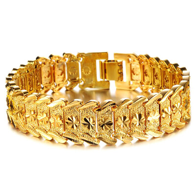Fashion Unisex Simple Flower Modeling Copper Plated Gold Hand Chain Bracelet