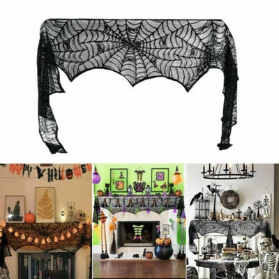 Fireplace Mantle Scarf Cover Halloween Decor Black Spiderweb Tablecloth Party Home Decoration
Fireplace Mantle Scarf Cover Halloween Decor Black Spiderweb Tablecloth Party Home Decoration