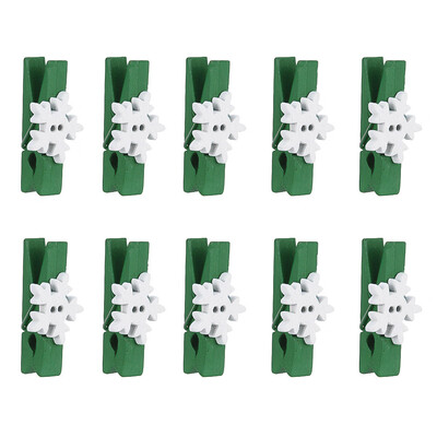 10Pcs\Bag Wood Gift Clothespin Clips Note Pegs Red Christmas Snowflake
