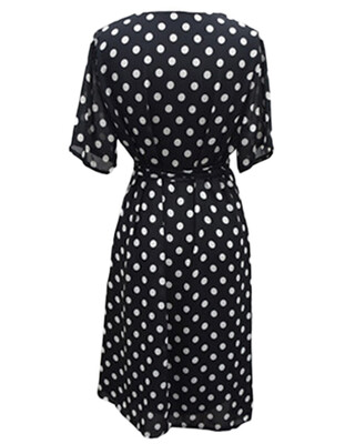 Women Polka Dot Chiffon Dress Deep V Neck Short Sleeves Cross Overlap Vintage Dress Plus Size Black
Women Polka Dot Chiffon Dress Deep V Neck Short Sleeves Cross Overlap Vintage Dress Plus Size Black