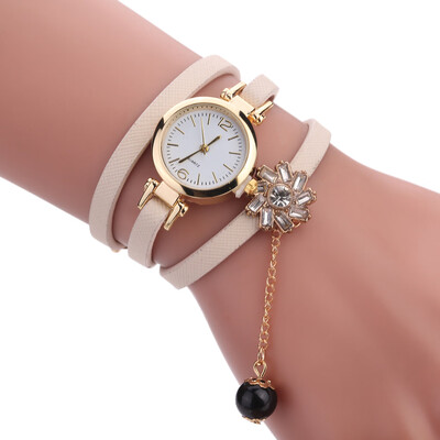 New Acrylic Pearl Pendant Bracelet Watch Three Circle Wrap Womens Quartz Watch
New Acrylic Pearl Pendant Bracelet Watch Three Circle Wrap Womens Quartz Watch