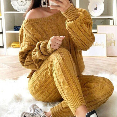 Women Solid Color Sweater Casual Knitted Sweaters Pants Woman Jumper Tops Clothing Set Set Casual Knitted Warm Outfits
Women Solid Color Sweater Casual Knitted Sweaters Pants Woman Jumper Tops Clothing Set Set Casual Knitted Warm Outfits
