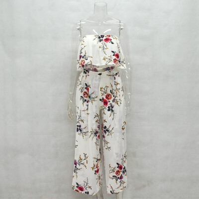 Sexy Women Two-piece Set Strapless Crop Top Wide Leg Pants Floral Striped Print Split Beach Boho Suits Outfits WhiteRedBlue
Sexy Women Two-piece Set Strapless Crop Top Wide Leg Pants Floral Striped Print Split Beach Boho Suits Outfits WhiteRedBlue