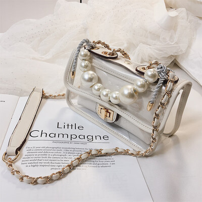 Bags handbags new 2019 latest version of the package tide fashion transparent jelly small square bag temperament Messenger bag female