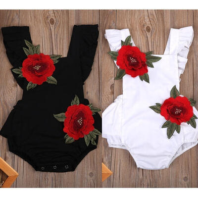 Newborn Baby Girls Infant Clothes Embroidered Romper Jumpsuit Bodysuit Sunsuit