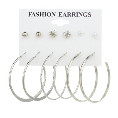 EK493 6 Pairsset Earring Set European Simple Punk Crystal Pearl Small Ball Big Circle Round Hoop Earrings for Women Jewelry
EK493 6 Pairsset Earring Set European Simple Punk Crystal Pearl Small Ball Big Circle Round Hoop Earrings for Women Jewelry