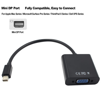 Mini DP to VGA Converter Male DisplayPort Port to VGA Female Port Adapter 1080P Converter for Projector DTV TV DVD Player Macbook
Mini DP to VGA Converter Male DisplayPort Port to VGA Female Port Adapter 1080P Converter for Projector DTV TV DVD Player Macbook