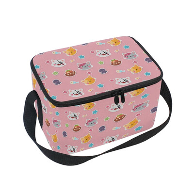 ALAZA Lunch Box Insulated Cat Background Lunch Bag Large Cooler Tote Bagfor Men Women