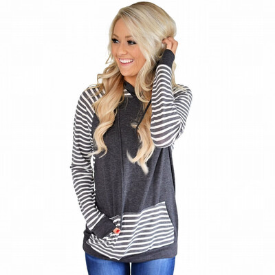 womens sweatshirt striped stitching long sleeve double hooded jacket top 
womens sweatshirt striped stitching long sleeve double hooded jacket top