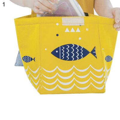 Cartoon Fish Portable Lunch Bag Box Storage Container Picnic Carry Totes Pouch