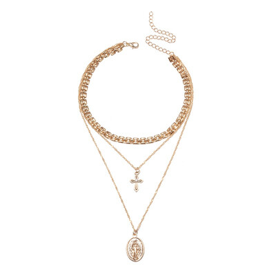Geometric Coins Statement Choker Trendy Multi Layered Woman Chain Gold Silver Jesus Big Cross Pendant Necklace women Jewelry
Geometric Coins Statement Choker Trendy Multi Layered Woman Chain Gold Silver Jesus Big Cross Pendant Necklace women Jewelry