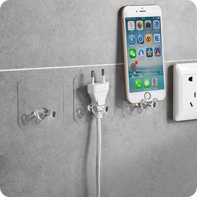 JPGIF 2pc Wall Storage Hook Power Plug Socket Holder Wall Adhesive Hanger Home Office