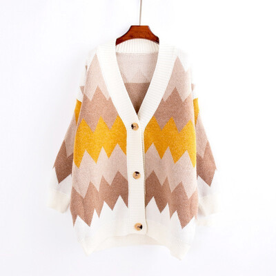 Fall 2018 new Korean version of the monochromatic wave sweater cardigan jacket womens loose v-neck long knit sweater
Fall 2018 new Korean version of the monochromatic wave sweater cardigan jacket womens loose v-neck long knit sweater