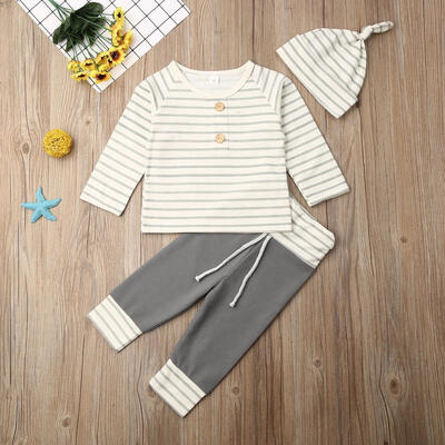 Infant Baby Boys Long Sleeve Stripe Autumn Clothes Cotton Tops T-shirt Leggings Pants Hat Outfit Set
Infant Baby Boys Long Sleeve Stripe Autumn Clothes Cotton Tops T-shirt Leggings Pants Hat Outfit Set