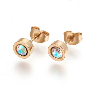 304 Stainless Steel Ear Studs with Rhinestone Flat Round Crystal AB Golden 14mm Pin 07mm
304 Stainless Steel Ear Studs with Rhinestone Flat Round Crystal AB Golden 14mm Pin 07mm