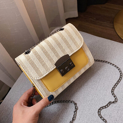 2019 new fashion wild striped shoulder bag female Sen temperament chain Messenger bag simple contrast color woven bag
2019 new fashion wild striped shoulder bag female Sen temperament chain Messenger bag simple contrast color woven bag