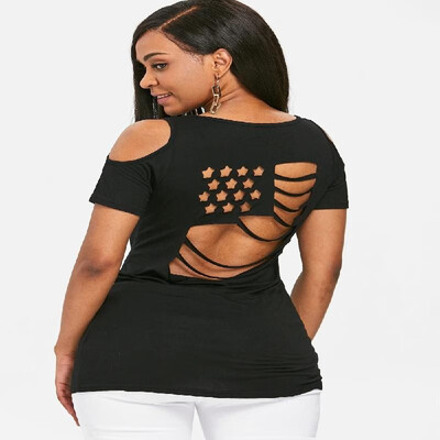 Wish Amazon eBay summer new loose strapless short-sleeved t-shirt female Europe&America hollow shirt shirt spot blue
Wish Amazon eBay summer new loose strapless short-sleeved t-shirt female Europe&America hollow shirt shirt spot blue