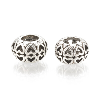 Alloy European Beads Large Hole Beads Hollow Rondelle with Heart Antique Silver 11x75mm Hole 5mm
Alloy European Beads Large Hole Beads Hollow Rondelle with Heart Antique Silver 11x75mm Hole 5mm
