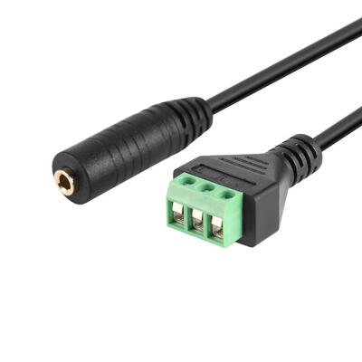 35mm Stereo Female Jack to AV Screw Video Balun Terminal Plug Cable 30cm