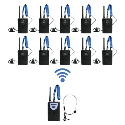 TP-WIRELESS 24GHz Wireless Audio Tour Guide Acoustic Transmission System Headset Microphone 1 Transmitter 10 Receivers with Lanya
TP-WIRELESS 24GHz Wireless Audio Tour Guide Acoustic Transmission System Headset Microphone 1 Transmitter 10 Receivers with Lanya