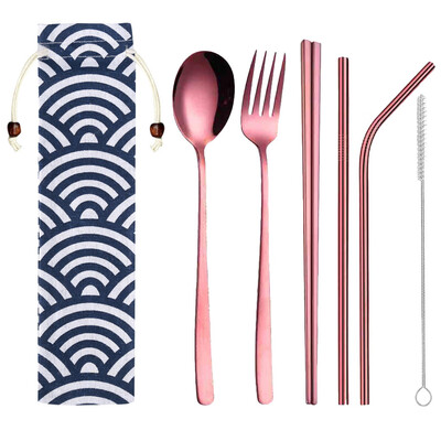 Toponeto Stainless Steel Dinnerware Set Metal Straw Spoon Fork Chopsticks Tableware 6 Pcs
Toponeto Stainless Steel Dinnerware Set Metal Straw Spoon Fork Chopsticks Tableware 6 Pcs