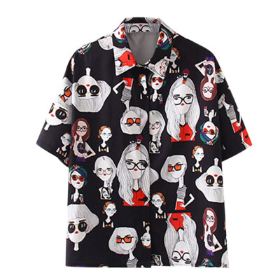 Fashion Turn-down Collar Short Sleeve Chiffon Blouse Women Floral Printed Loose Shirt
Fashion Turn-down Collar Short Sleeve Chiffon Blouse Women Floral Printed Loose Shirt