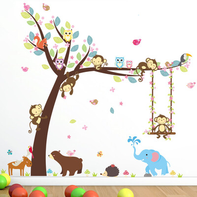 Cartoon Forest Animal Monkey Owls Hedgehog Tree Swing Nursery Stickers Murals DIY Posters Vinyl Removable Wall Decals
Cartoon Forest Animal Monkey Owls Hedgehog Tree Swing Nursery Stickers Murals DIY Posters Vinyl Removable Wall Decals