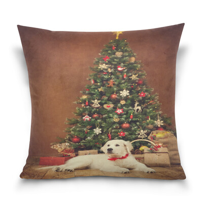 ALAZA Throw Pillow Cover 16 X 16 inch Christmas Gift Cushion Cover with Christmas Dog Printed Pillowcase