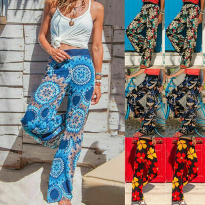 Women Floral Loose Harem Pants Boho Hippie Wide Leg Gypsy Yoga Palazzo Trousers 
Women Floral Loose Harem Pants Boho Hippie Wide Leg Gypsy Yoga Palazzo Trousers