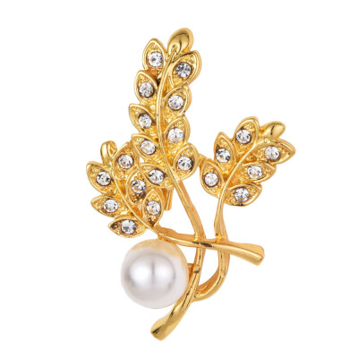 Inlaid Pearl Leaf Brooch Corsage