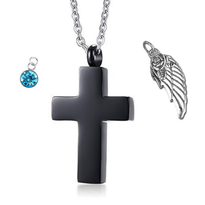 Cross Cremation Necklace for Ashes Stainless Steel Crucifix Memorial Urn Jewelry for Women Men Keepsake Pendant