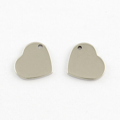 304 Stainless Steel Blank Stamping Tag Flat Heart Charms Pendants Stainless Steel Color 11x10x1mm Hole 1mm
304 Stainless Steel Blank Stamping Tag Flat Heart Charms Pendants Stainless Steel Color 11x10x1mm Hole 1mm