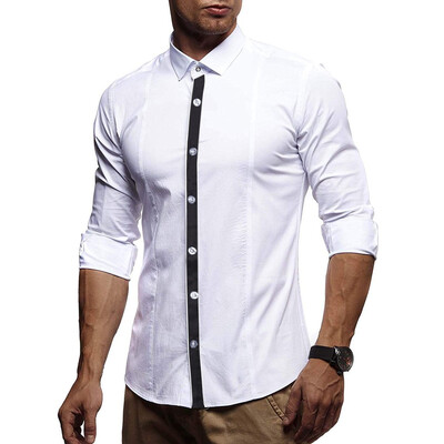 Toponeto Men Pure Color Splicing Long Sleeve Shirt Fashion Long Sleeve Blouse Top 
Toponeto Men Pure Color Splicing Long Sleeve Shirt Fashion Long Sleeve Blouse Top