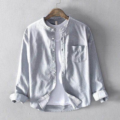 New Oxford spinning collarless mens shirt mens casual standing collar four season long sleeve shirt
New Oxford spinning collarless mens shirt mens casual standing collar four season long sleeve shirt
