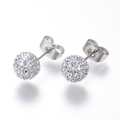 Rhinestone Ball Stud Earrings with Stainless Steel Pins&Iron Ear Nuts Crystal 18mm pin 08mm
Rhinestone Ball Stud Earrings with Stainless Steel Pins&Iron Ear Nuts Crystal 18mm pin 08mm