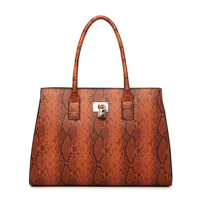 Fashion Serpentine Print Shoulder Handbag PU Leather Women Top-handle Bag