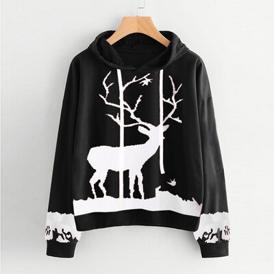 Gobestart Womens Hoodie Christmas Monochrome Reindeer Printed Drawstring Tops Blouse
Gobestart Womens Hoodie Christmas Monochrome Reindeer Printed Drawstring Tops Blouse