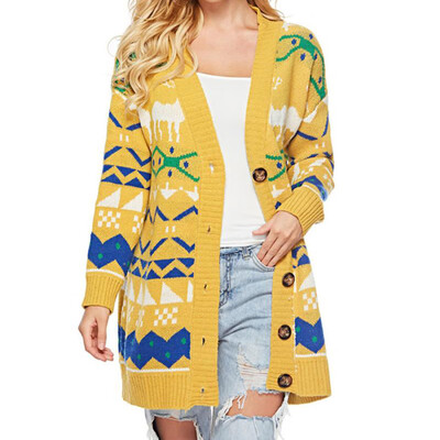 Toponeto Women Knitted Printing V Neck Long Sleeve Button Loose Sweater Pullover Coat BU
Toponeto Women Knitted Printing V Neck Long Sleeve Button Loose Sweater Pullover Coat BU