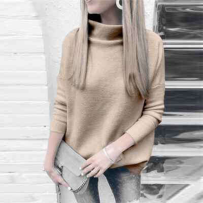 Gobestart Women High Neck Solid Color Pullover long Sleeve Loose Knitted Sweater Tops
Gobestart Women High Neck Solid Color Pullover long Sleeve Loose Knitted Sweater Tops