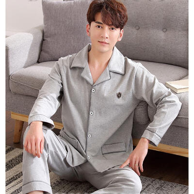 Soft Spring Autumn Mens Pajamas Set Sleepwear Long-Sleeved Turn-Down Collar Plus Size Nightwear Homewear
Soft Spring Autumn Mens Pajamas Set Sleepwear Long-Sleeved Turn-Down Collar Plus Size Nightwear Homewear